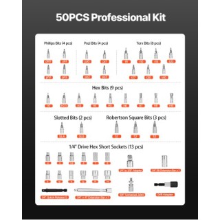 VEVOR Σετ Καστάνιας Ροπής 1/4 20-240 lbf-in/2.3-27.1 N.m Πορτοκαλί ...