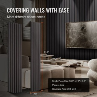 VEVOR Μαύρες Δρύινες Ξύλινες Πάνελ Ακουστικής 20x240 εκ. για Μοντέ... VEVOR Μαύρες Δρύινες Ξύλινες Πάνελ Ακουστικής 20x240 εκ. για Μοντέ...