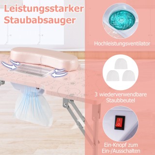 Costway Ροζ Φορητό Τραπέζι Μανικιούρ με Ηλεκτρικό Συλλέκτη Σκόνης Δ... Costway Ροζ Φορητό Τραπέζι Μανικιούρ με Ηλεκτρικό Συλλέκτη Σκόνης Δ...