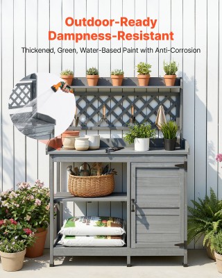 VEVOR Ξύλινος Πάγκος Κηπουρικής με Αποθηκευτικό Χώρο, Γκρι JJSZZGZT...