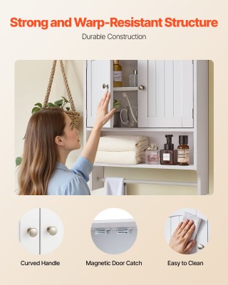 VEVOR Δίφυλλη Ντουλάπα Τοίχου Μπάνιου με Ρυθμιζόμενο Ράφι, 23x8x27 ...