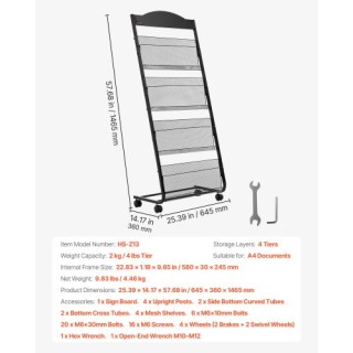 VEVOR Κινητή Ραφιέρα Προβολής Εντύπων 4 Επιπέδων για Καταστήματα κα... VEVOR Κινητή Ραφιέρα Προβολής Εντύπων 4 Επιπέδων για Καταστήματα κα...