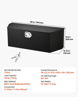 VEVOR Μεταλλικό Κουτί Αποθήκευσης Ρυμουλκούμενου με Κλειδαριά – 914...