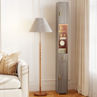 Costway Ντουλάπα Μπάνιου με Φωτισμό, Συρτάρι & 3 Γυάλινα Ράφια  181...