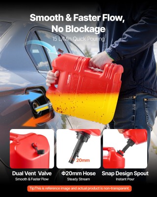 VEVOR Κόκκινο Δοχείο Καυσίμου 19L με Στόμιο, Ασφαλές & Στεγανό, 4 Τ...