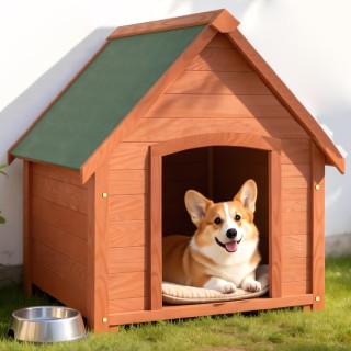 BAKAJI Ξύλινο Σπιτάκι για Σκύλους Εξωτερικού Χώρου με Ανοιγόμενη Στ...