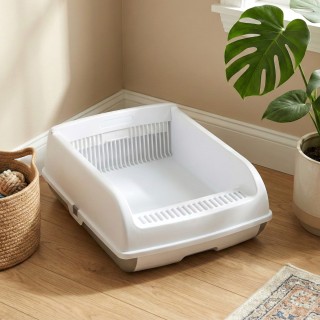 Costway Κουτί Άμμου για Γάτες με Ξεσκέπαστο Σχέδιο, Συρταρωτό Δίσκο...