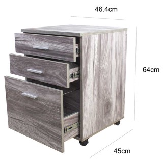 BAKAJI Γραφείο Κομμωδίου MDF Ξύλου με 3 Συρτάρια για Εκτυπωτή - Γκρ...