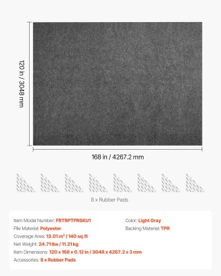 VEVOR Αντιολισθητικό Χαλάκι 3.05 x 4.27 μ, Μη Ολίσθηση Ροδώματος με...