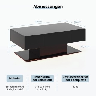 Costway Πολυλειτουργικό LED Τραπεζάκι Σαλονιού 110 x 60 x 40 cm με ... Costway Πολυλειτουργικό LED Τραπεζάκι Σαλονιού 110 x 60 x 40 cm με ...