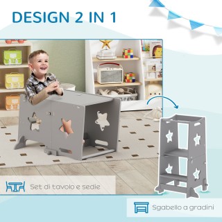 AIYAPLAY Μετατρέψιμη Σκάλα Μοντεσσόρι σε Σετ Τραπέζι και Καρέκλες μ...