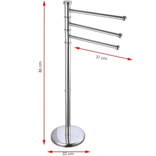 BAKAJI Βάση Πετσέτας Μπάνιου Μιλάνο με 3 Βραχίονες από Χρωμιωμένο Μ...