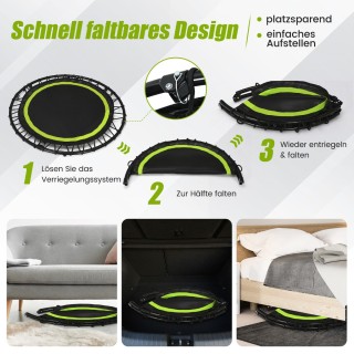 Costway  Πτυσσόμενο Τραμπολίνο Γυμναστικής με 2 Λάστιχα Αντίστασης ...