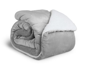 Πολυτελής Κουβέρτα Διπλής Όψης Sherpa  240 x 200 cm Ανοιχτό Γκρι 87...