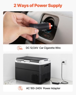 VEVOR Φορητό Ψυγείο Αυτοκινήτου 12V/24V, 50L, Συμπιεστή, Ρύθμιση Θε...