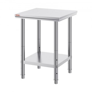 Τραπέζι Εργασίας VEVOR 60x60x80cm Ανοξείδωτο με Ράφι για Επαγγελματ...