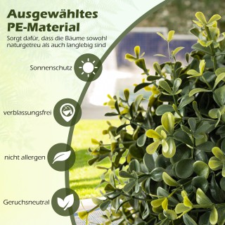 Costway Σετ 2 Τεχνητών Δέντρων με Γλάστρα και Μασίφ Κορμό Σημύδας σ...