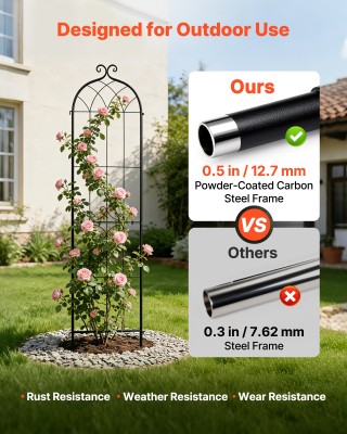 VEVOR Πέργκολα Κήπου για Τριανταφυλλιές 220 x 52,5 cm, Σετ 2 Μεταλλ...