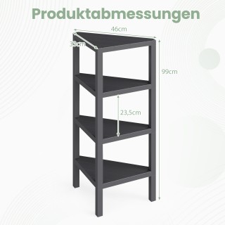 Costway Γωνιακή βιβλιοθήκη 4 επιπέδων με ανοιχτά ράφια, ελεύθερης τ...