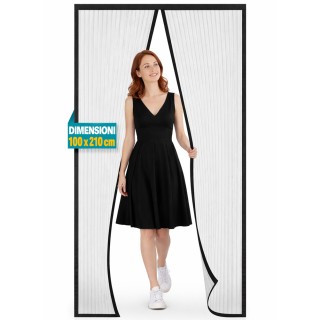 BAKAJI Μαγνητική Σίτα 100x210cm Μαύρη Ριγέ για Πόρτες, Κουρτίνα κατ...