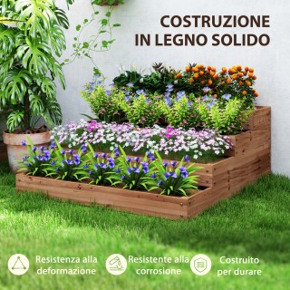 Outsunny Κρεβάτι για Υπερυψωμένο Κήπο 4 Επιπέδων από Ξύλο Έλατου με...