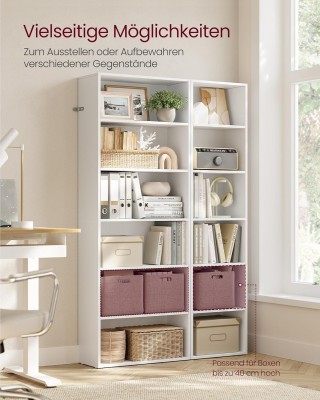 VASAGLE Λευκή Σκανδιναβική Βιβλιοθήκη με Ρυθμιζόμενα Ράφια 60x24x17...