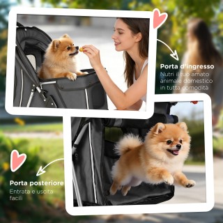 PawHut Πτυσσόμενο Καρότσι για Σκύλους με Θήκες για Ποτήρια και Καλά...