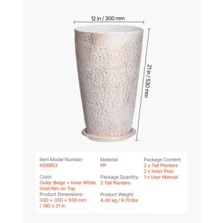 VEVOR Σετ 2 Ψηλών Στρογγυλών Γλαστρών 53 εκ για Εσωτερικό/Εξωτερικό... VEVOR Σετ 2 Ψηλών Στρογγυλών Γλαστρών 53 εκ για Εσωτερικό/Εξωτερικό...