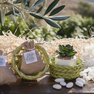 Villa DEste  Σετ 4 τμχ Πολυχρηστικό καλάθι από κεραμικό σε πράσινο ...