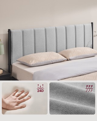 VASAGLE Διπλό Κρεβάτι  με Επένδυση Κεφαλαριού και Χάλκινες Λωρίδες,...