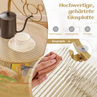 Costway Χαριτωμένο Τραπεζάκι με Σχέδιο Αρκούδας και Γυάλινη Επιφάνε...