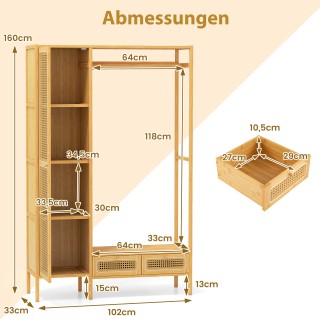 Costway Ράγα Ρούχων από Μπαμπού με Αποθηκευτικό Χώρο και Ντουλάπι J... Costway Ράγα Ρούχων από Μπαμπού με Αποθηκευτικό Χώρο και Ντουλάπι J...