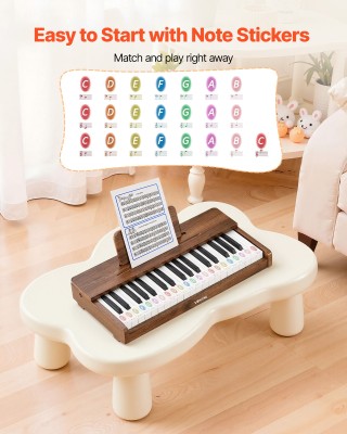 VEVOR Παιδικό Πιάνο 37 Πλήκτρα, Ξύλινο Ψηφιακό Μουσικό Όργανο για Π...