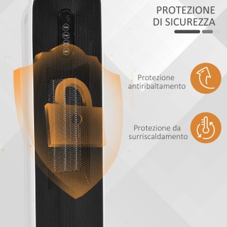 HOMCOM Ηλεκτρική Περιστρεφόμενη Σόμπα με Τηλεχειριστήριο, Χρονοδιακ...