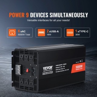 VEVOR Μετατροπέας Ισχύος 5000W DC12V σε AC120V με LCD Τηλεχειριστήρ... VEVOR Μετατροπέας Ισχύος 5000W DC12V σε AC120V με LCD Τηλεχειριστήρ...