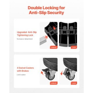 VEVOR Ρυθμιζόμενο Στρογγυλό Καρότσι Απορριμμάτων με Ρόδες LJTTCKDJS...