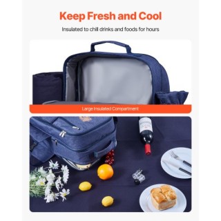 VEVOR Τσάντα Πικνίκ Παραλίας για 4 Άτομα με Θήκη Ψυγείου Μπλε Ναυτι...