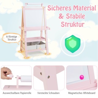 Costway  Παιδικό Καβαλέτο 3-σε-1 με Μαγνητικό Πίνακα, Κιμωλία και Ρ...