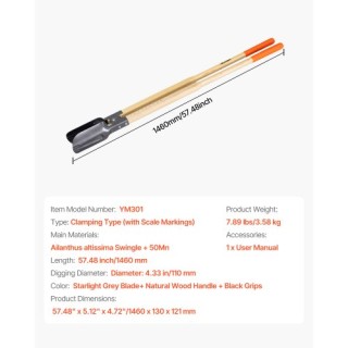 VEVOR Σκαπτικό Τρύπας με Ξύλινη Λαβή και Κλίμακα 57.5 JCKJCKMZ0000U... VEVOR Σκαπτικό Τρύπας με Ξύλινη Λαβή και Κλίμακα 57.5 JCKJCKMZ0000U...