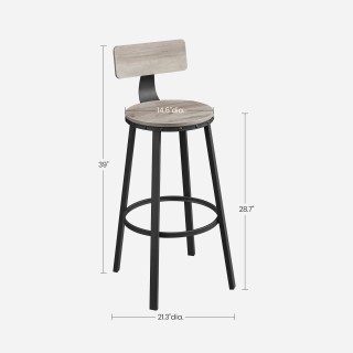 VASAGLE Σετ 2 Βιομηχανικά Σκαμπό Μπαρ 49.5x49.5x63cm με Ξύλινη Επιφ... VASAGLE Σετ 2 Βιομηχανικά Σκαμπό Μπαρ 49.5x49.5x63cm με Ξύλινη Επιφ...