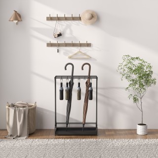 HOMCOM  Ομπρελοθήκη με Δοχείο Νερού, 21 Θέσεις και 24 Γάντζοι για Ο...