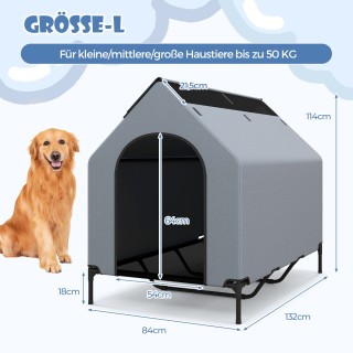 Costway  Σπιτάκι & Υπερυψωμένο Κρεβάτι Σκύλου Εξωτερικού Χώρου με Δ...