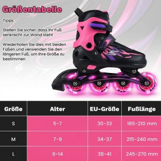 Costway Παιδικά inline πατίνια ρυθμιζόμενα σε 4 μεγέθη με φωτιζόμεν...