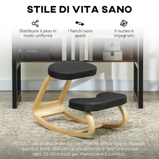 HOMCOM  Καρέκλα Γονυκλισίας με Κίνηση Κουνιστή, από Ύφασμα με Αίσθη...