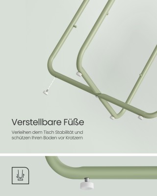 Μικρό Στρογγυλό Τραπέζι με Ύφασμα Καλάθι, Πράσινο/Λευκό LET223C69 V...