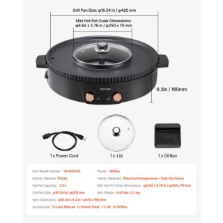 VEVOR Ηλεκτρική Συσκευή 2-σε-1 Γκριλ και Κατσαρόλα 1800W YXDHGHS155... VEVOR Ηλεκτρική Συσκευή 2-σε-1 Γκριλ και Κατσαρόλα 1800W YXDHGHS155...