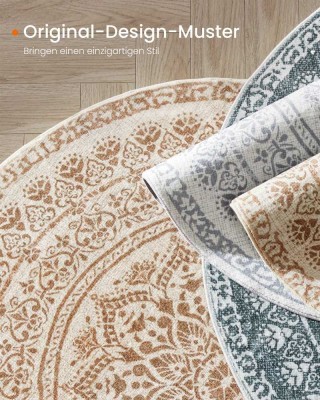 SONGMICS Στρογγυλό Χαλί Boho 120x120 εκ. Καπουτσίνο Μπεζ με Αντιολι...