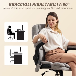 HOMCOM Καρέκλα Γραφείου με Μασάζ 4 Σημείων και Θέρμανση με Αναδιπλο...