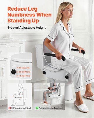 VEVOR Ανυψωτικό Κάθισμα Τουαλέτας με Χειρολαβές για Άνεση και Υποστ...