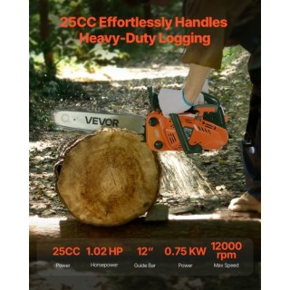 VEVOR Αλυσοπρίονο Βενζίνης 25cc 1.02 HP 12 ιντσών για Κοπή Ξύλου RQ...